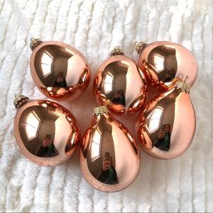 Copper colored glass Christmas ornaments at of 6